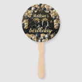 Luxe 30e verjaardag zwarte goudfoto handwaaier (Voorkant)
