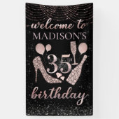 Luxe 35e verjaardag Persoonlijke welkomstteken Spandoek (Verticaal)