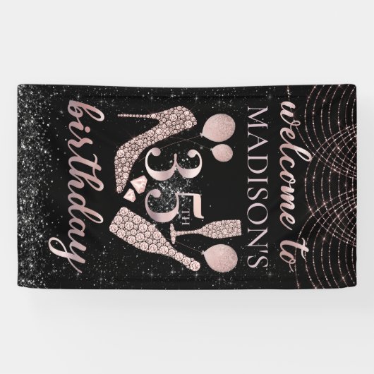 Luxe 35e verjaardag Persoonlijke welkomstteken Spandoek (Horizontaal)