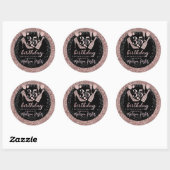 Luxe 35th Birthday Glitter Personalized Ronde Sticker (Vel)