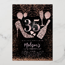 Luxe 35th Birthday Glitter Roos Gold Black