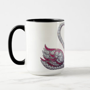 Luxe 3D diamanten zwanen hart - Elegante wandklok Mok