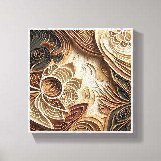 Luxe 3D-gelaagde papierkunst - Ingewikkelde bloem Canvas Afdruk