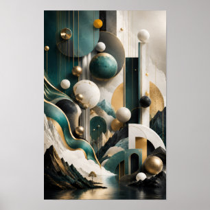 Luxe 3D geometrische landschap muurkunst Poster