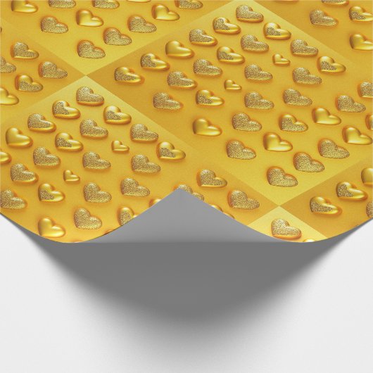 Luxe 3D Gold Hearts Wrapping Paper Roll Cadeaupapier (Hoek)