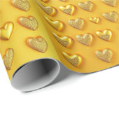 Luxe 3D Gold Hearts Wrapping Paper Roll Cadeaupapier (Rol Hoek)