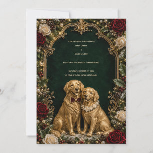 Luxe 3D Goud Golden Retriever Kerstmis Trouw  Kaart