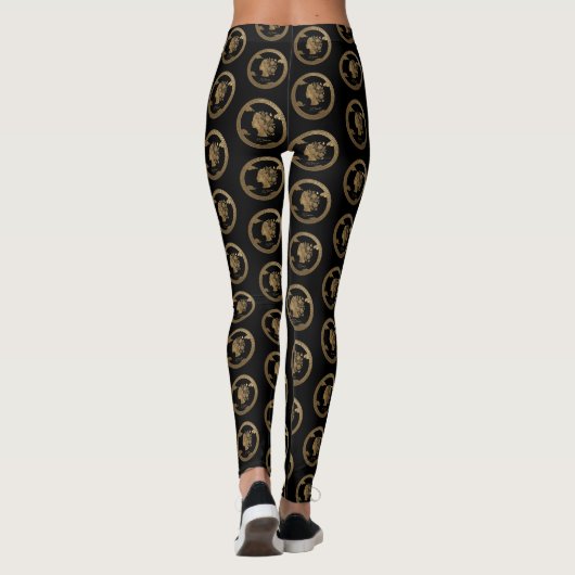 Luxe 3D Gouden Biophile Vrouw Embleem Leggings (Achterkant)