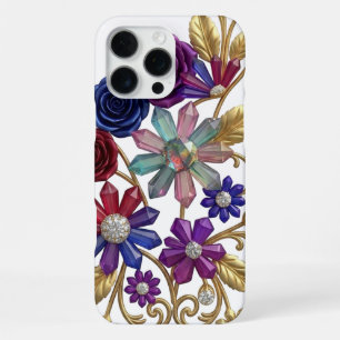 Luxe 3D Gouden Bloem ClipArt - Koninklijke Kristal iPhone 16 Pro Max Hoesje