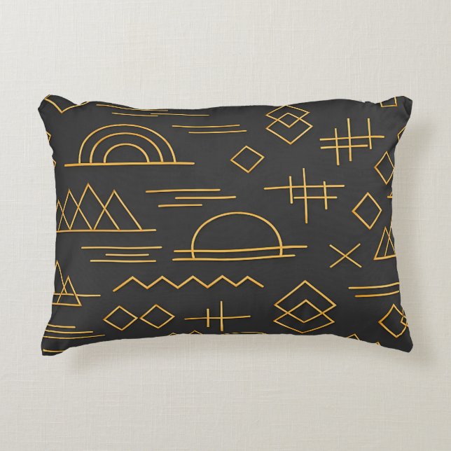Luxe 3D gouden geëmbosseerd geometrisch patroon  Accent Kussen (Voorkant)