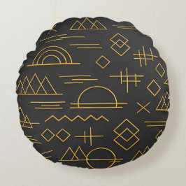 Luxe 3D gouden geëmbosseerd geometrisch patroon  Rond Kussen