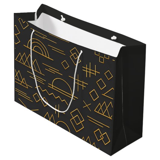 Luxe 3D gouden geprägde geometrische patroon  Groot Cadeauzakje (Voorkant Gekanteld)