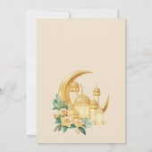 Luxe 3D Gouden Moskee en Halve Maan Iiftar Kaart (Achterkant)