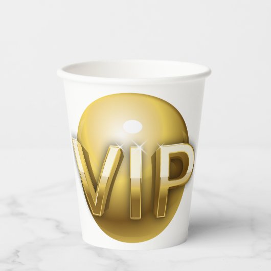 Luxe 3D Gouden VIP-embleem Papieren Bekers (Voorkant)