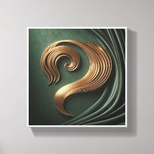 Luxe 3D Gouden Wervelmuurkunst - Elegant Metaal Canvas Afdruk