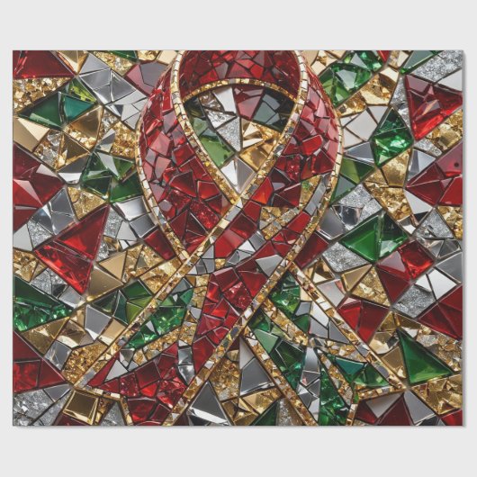 Luxe 3D Kerst Mosaïek Rol Inpakpapier (Vlak)