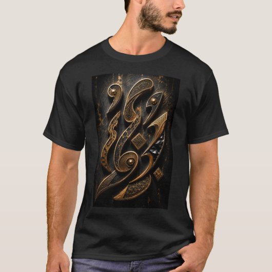 Luxe 3D Metallic Abstract Embleem T-shirt (Voorkant)