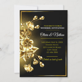 Luxe 3D Metallic Gouden Kersenbloesem Bruiloft Kaart