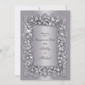 Luxe 3D modieuze zilveren verlovingsfeest chic Kaart (Voorkant)