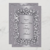 Luxe 3D modieuze zilveren verlovingsfeest chic Kaart (Voorkant / Achterkant)