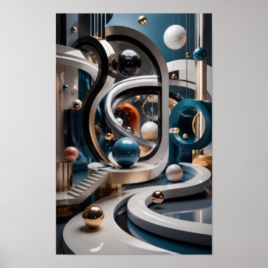 Luxe 3D Oneindige Geometrie Wandkunst Poster (Voorkant)