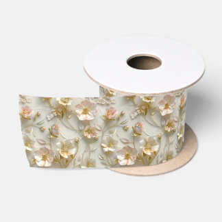 Luxe 3D-reliëf bloemmotief goud folie elegant cade Satijnen Lint