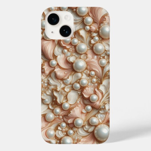 Luxe 3D Roze Zijde Bloemblaadjes en Koninklijk Gla Case-Mate iPhone Case (Achterkant)