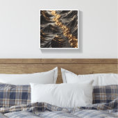 Luxe 3D-topografie Abstract - Gouden Goud Rivier Canvas Afdruk (Insitu (Slaapkamer))