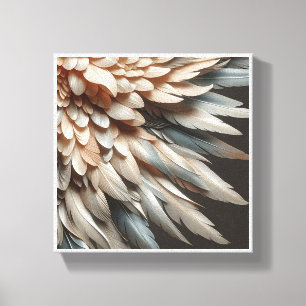 Luxe 3D Veer Vleugel Abstract - Elegante Zachte Cr Canvas Afdruk
