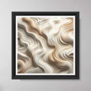 Luxe 3D vloeiende topografie - Gouden bollen & Cre Canvas Afdruk