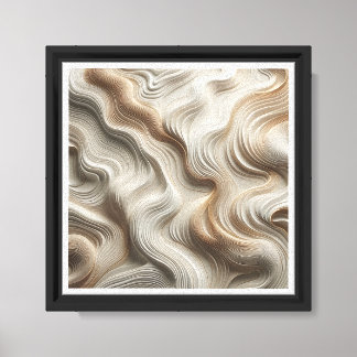 Luxe 3D vloeiende topografie - Gouden bollen & Cre Canvas Afdruk