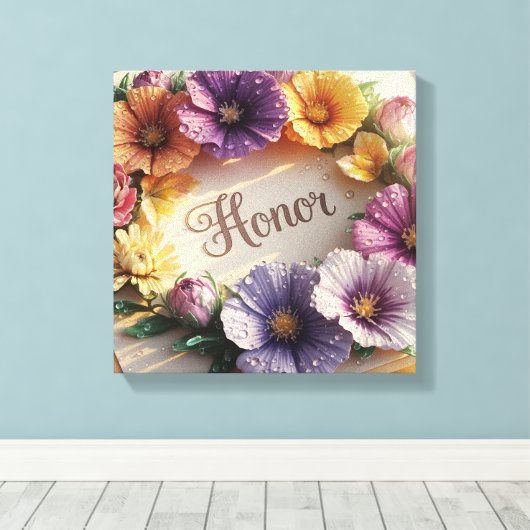 Luxe 3D wenskaart met bloemendesign Canvas Afdruk (Insitu (Houten vloer))