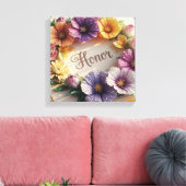 Luxe 3D wenskaart met bloemendesign Canvas Afdruk (Insitu (Woonkamer))
