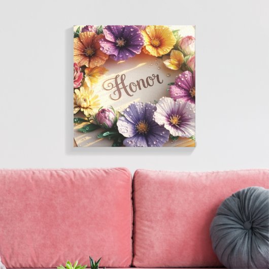 Luxe 3D wenskaart met bloemendesign Canvas Afdruk (Insitu (Woonkamer))