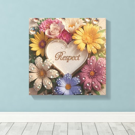 Luxe 3D wenskaart met bloemendesign Canvas Afdruk (Insitu (Houten vloer))