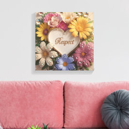 Luxe 3D wenskaart met bloemendesign Canvas Afdruk