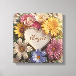 Luxe 3D wenskaart met bloemendesign Canvas Afdruk