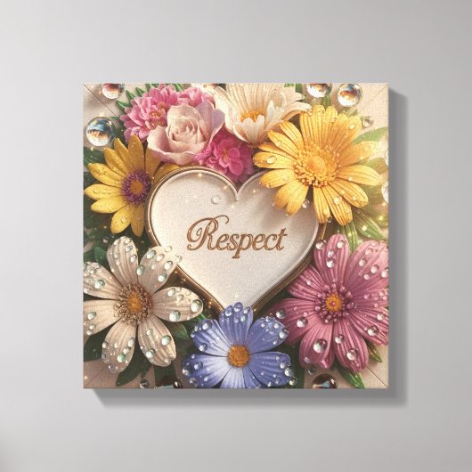 Luxe 3D wenskaart met bloemendesign Canvas Afdruk (Voorkant)