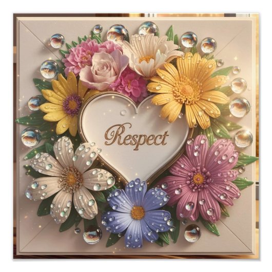 Luxe 3D Wenskaart met Floral Design Foto Afdruk (Voorkant)