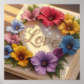 Luxe 3D Wenskaart met Floral Design Poster (Voorkant)