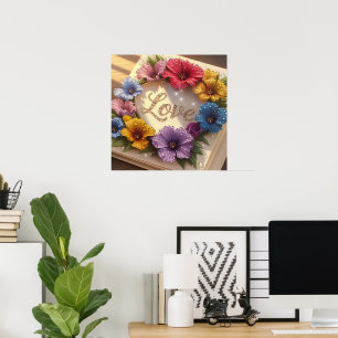 Luxe 3D Wenskaart met Floral Design Poster