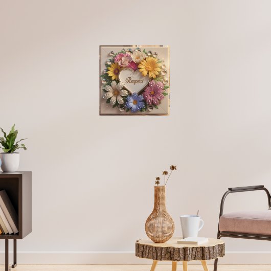 Luxe 3D Wenskaart met Floral Design Poster (Woonkamer 3)