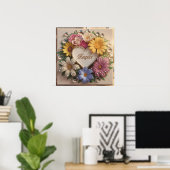 Luxe 3D Wenskaart met Floral Design Poster (Thuiskantoor)