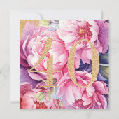 Luxe 40e verjaardag Floral Pink Gold Glitter Bedankkaart (Achterkant)