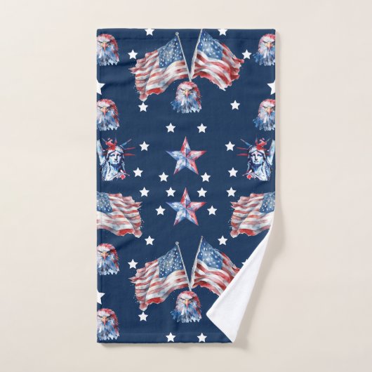 Luxe 4 juli Patriottisch gepersonaliseerd Bad Handdoek (Handdoek)