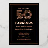 Luxe 50 en fantastische retro 50e verjaardag folie uitnodiging (Voorkant)