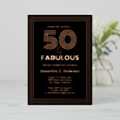 Luxe 50 en fantastische retro 50e verjaardag folie uitnodiging (Staand Voorkant)