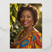 Luxe 50e Roos Gouden Foto op Terug Aangepaste Verj Folie Uitnodiging (Achterkant)