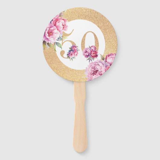 Luxe 50e verjaardag aangepaste foto Glitter Handwaaier (Voorkant)