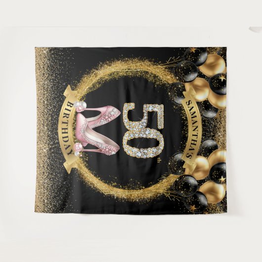 Luxe 50e verjaardag diamant nummers hoge hakken wandkleed (Voorkant (horizontaal))